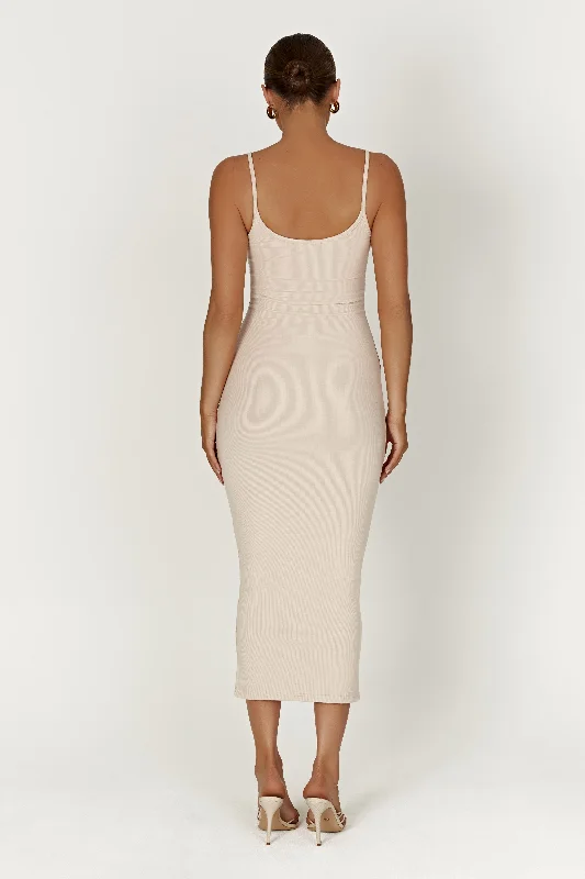 Alexis Ribbed Cami Midi Dress - Cream