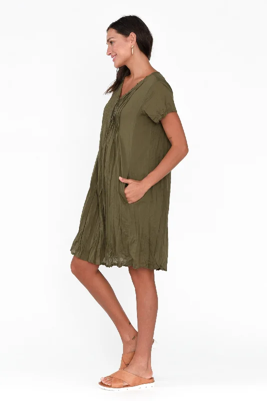 Bobbie Sage Crinkle Cotton Dress