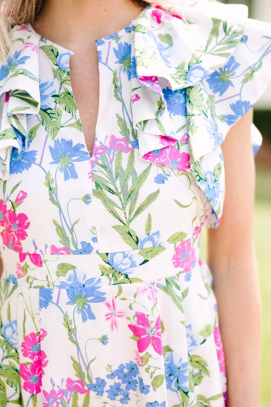 Feeling So Sweet White Floral Midi Dress