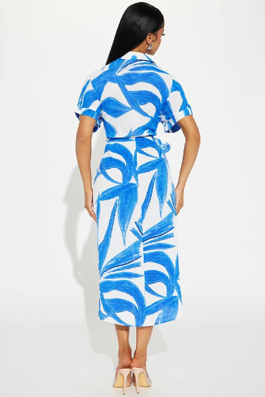 Paradise Challis Midi Dress - Blue/combo