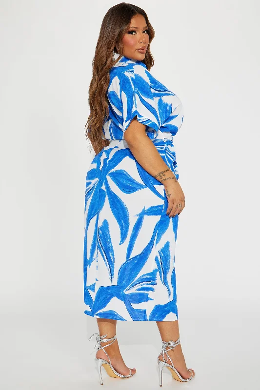 Paradise Challis Midi Dress - Blue/combo