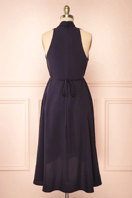 Pierrette | Sleeveless Navy Midi Dress