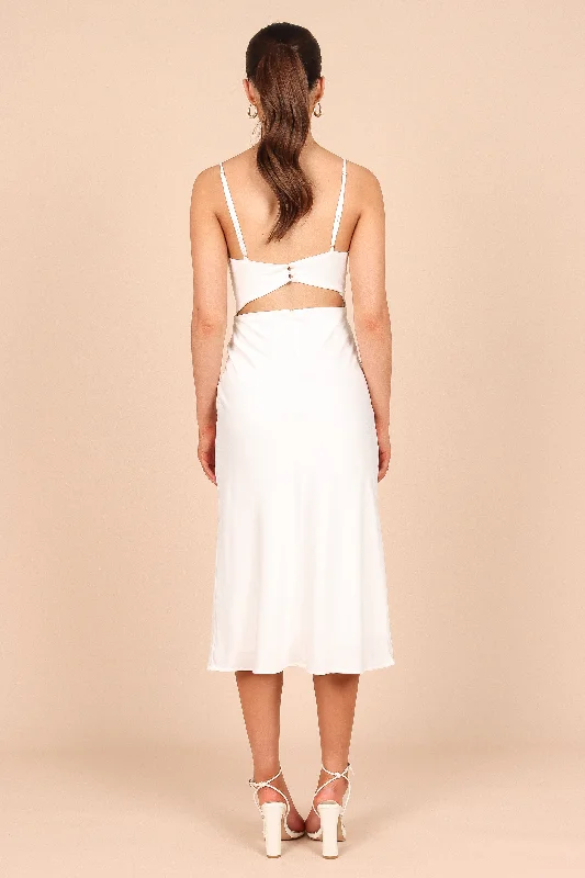 Poppy Cut Out Midi Dress - Off White