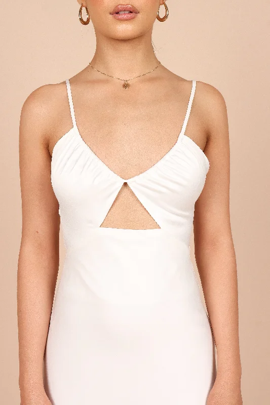 Poppy Cut Out Midi Dress - Off White