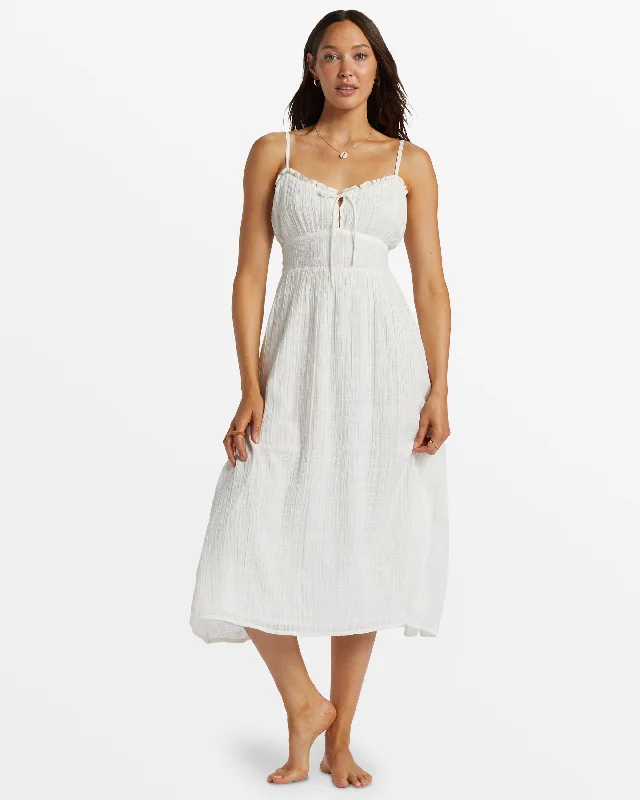 Pretty Perfect Sweetheart Midi Dress - Salt Crystal