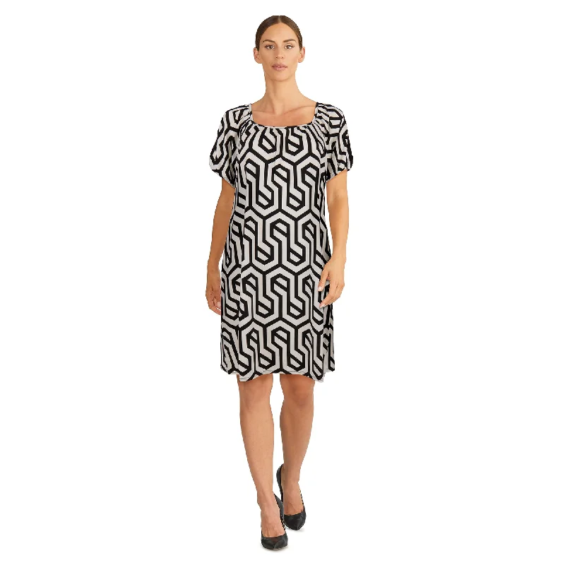 Women's Short Sleeve Printed Shift Dress