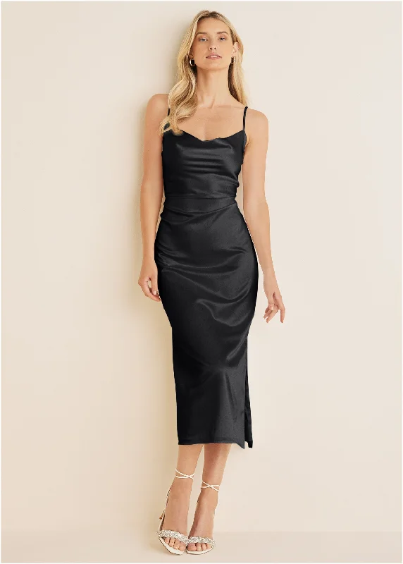 Cowl neck slip dress - Black