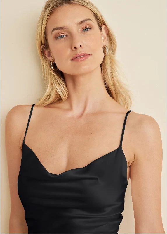 Cowl neck slip dress - Black