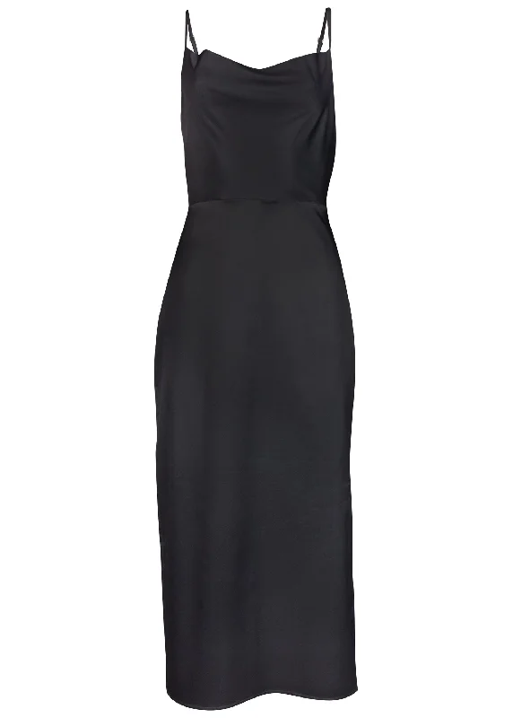 Cowl neck slip dress - Black