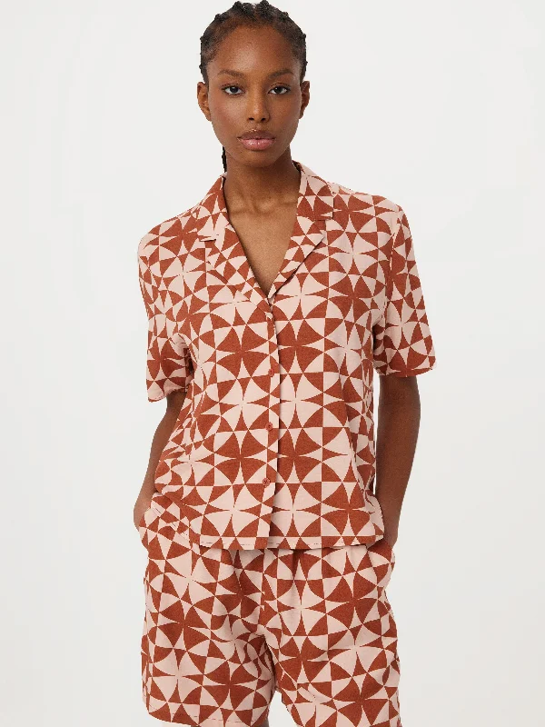 The Printed Camp Collar Blouse in Red Clay