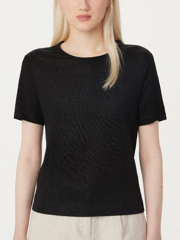 The Fluid Linen T-Shirt in Black