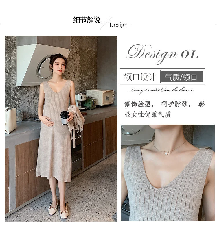 NiDELL Pregnant Women's Sweater Autumn and Winter . Fashionable Knitted Dress Fashionable and Graceful Suit Loose Slimming outside Wear Two-Piece Set