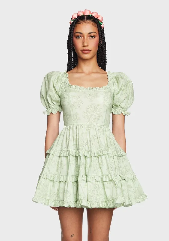 Wink For Me Babydoll Dress - Green