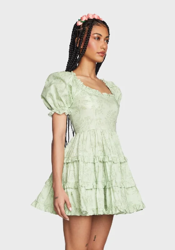 Wink For Me Babydoll Dress - Green