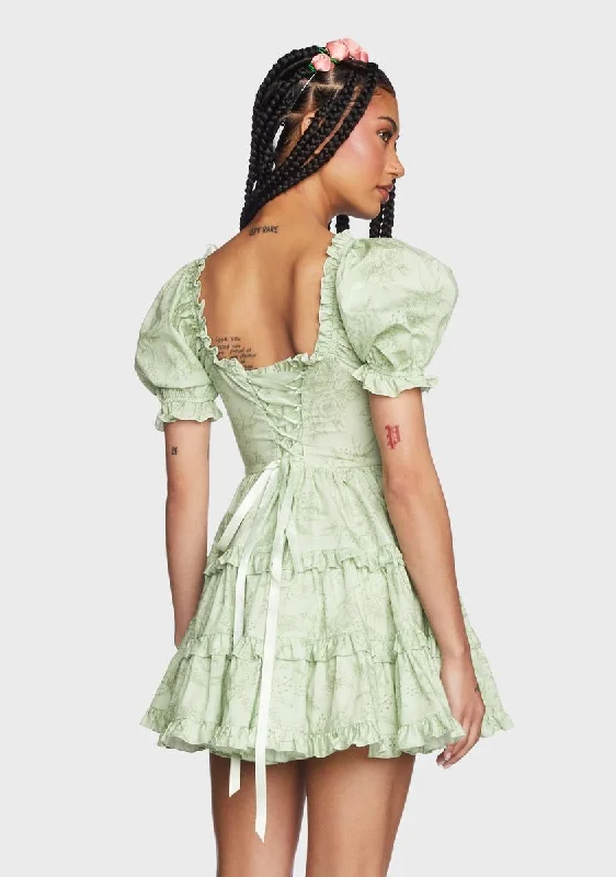 Wink For Me Babydoll Dress - Green