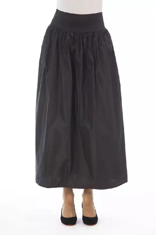 Alpha Studio Elegant Taffeta High-Waist Skirt with Elastic Women's Band