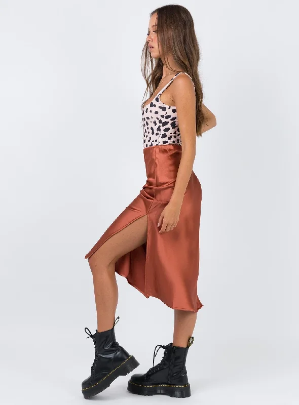 Cleo Lavoe Midi Skirt Rust