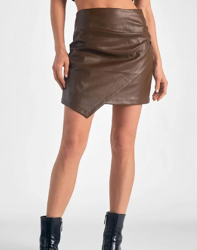 Faux Leather Skirt In Brown