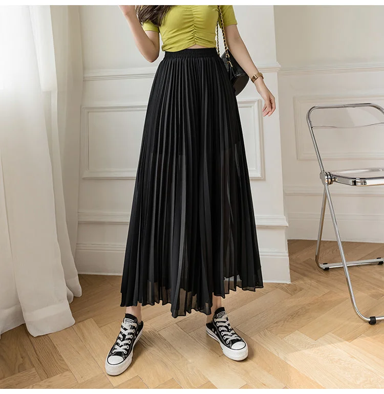 KittenAlarm - High Waist Loose Thin Pleated Skirts