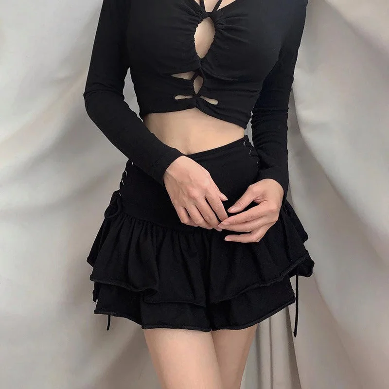 KittenAlarm - High Waist Sexy Bandage Goth Skirt