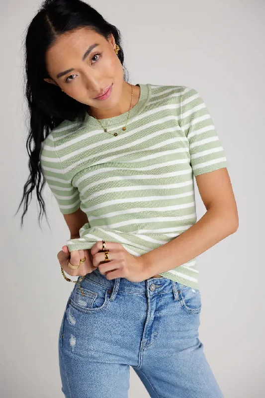 Jodie Striped Sweater Top in Sage