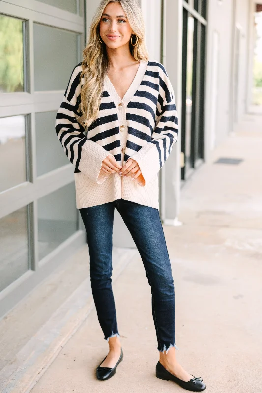 Looking Out Natural Striped Cardigan