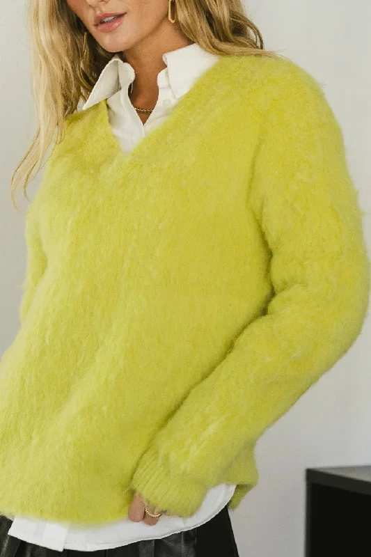 Miller Fuzzy Sweater in Chartreuse