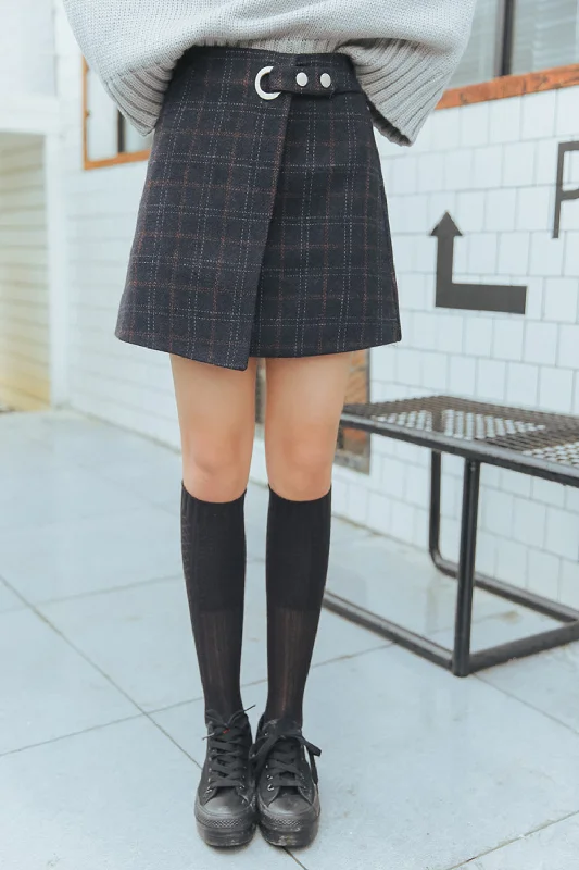 KittenAlarm - Retro Wool Plaid Thicken Mini Skirt