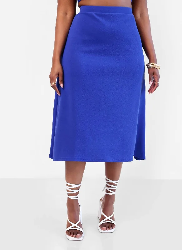 Tap In A Line Midi Skirt In Blue