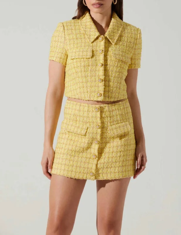 Tweed Mavey Skirt In Yellow