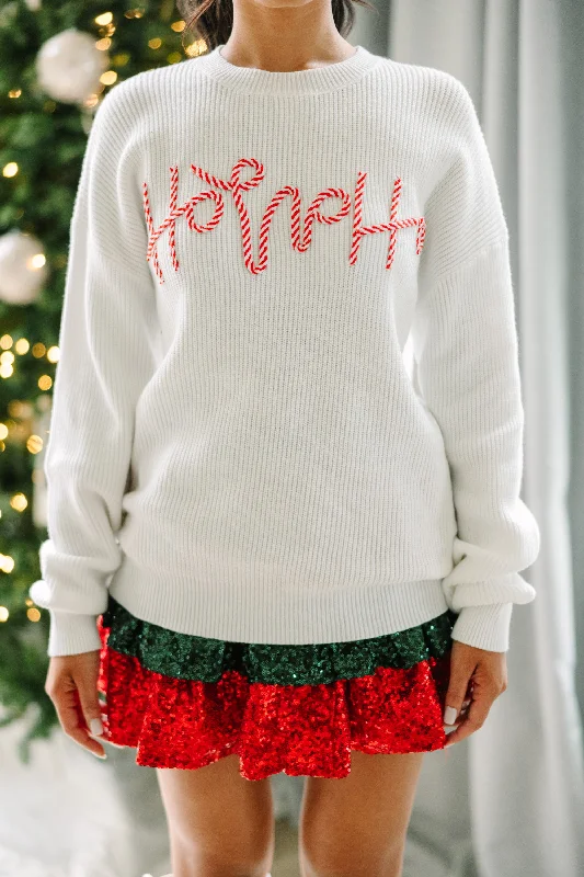 Hohoho White Knit Sweater