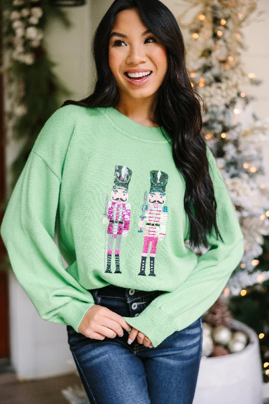 Nutcracker Fun Green Embroidered Sweater