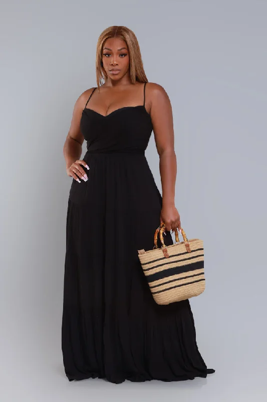 Boiling Point Tiered Maxi Dress - Black