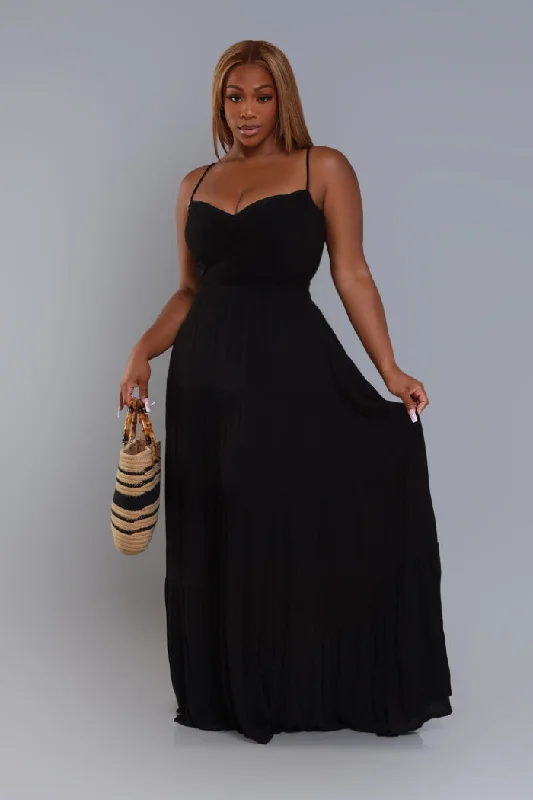 Boiling Point Tiered Maxi Dress - Black