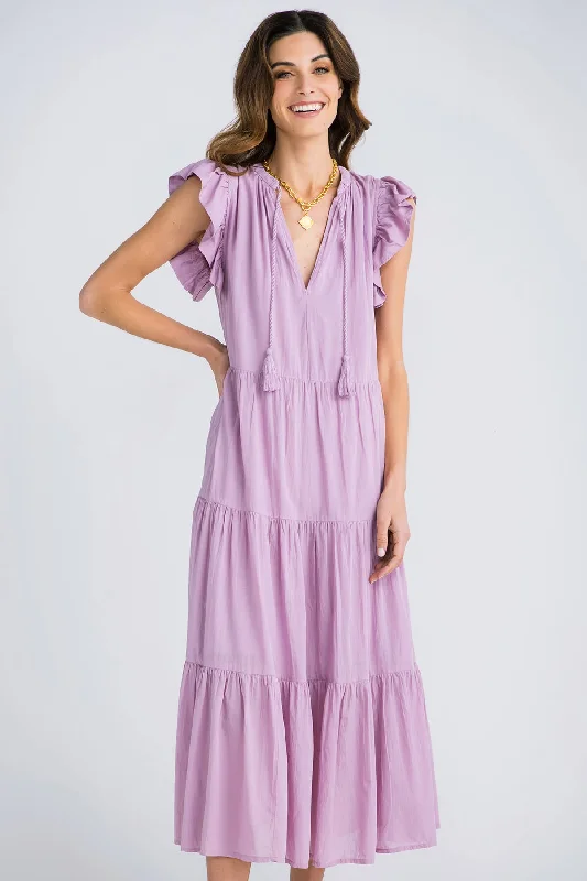 Elan Ruffle Sleeveless Tiered Maxi Dress