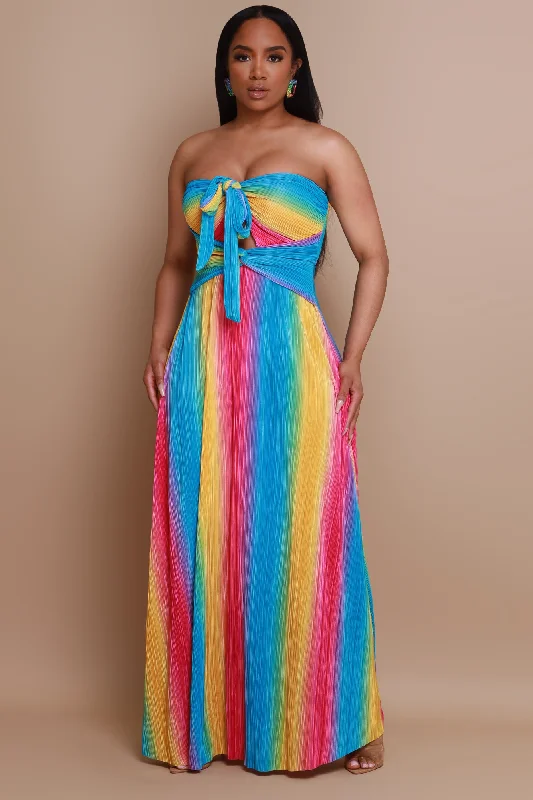 Express It Halter Maxi Dress - Rainbow