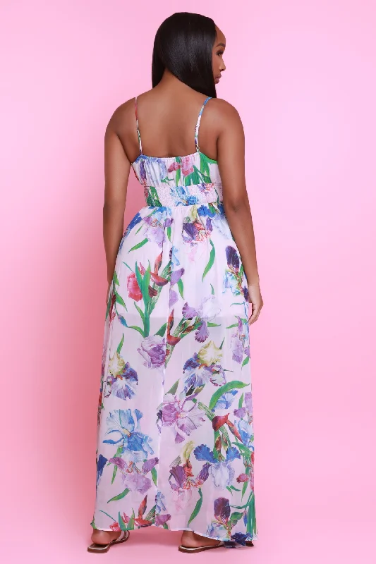 Keep It Cute Floral Maxi Dress - Pink