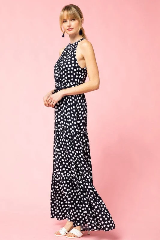 Polka Dot Tiered Maxi Dress