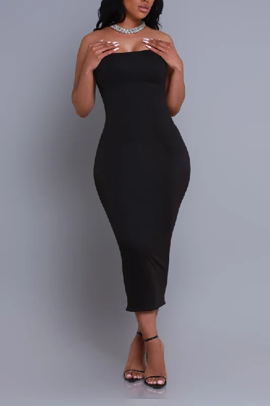 Second Skin Sculpting Strapless Maxi Dress - Black