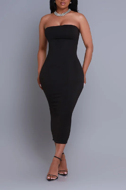 Second Skin Sculpting Strapless Maxi Dress - Black