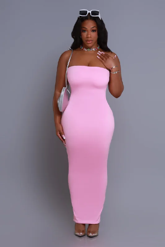 Second Skin Sculpting Strapless Maxi Dress - Light Pink