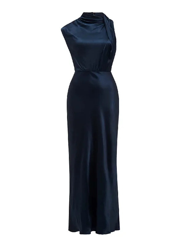 Sienna High Neck Satin Maxi Dress