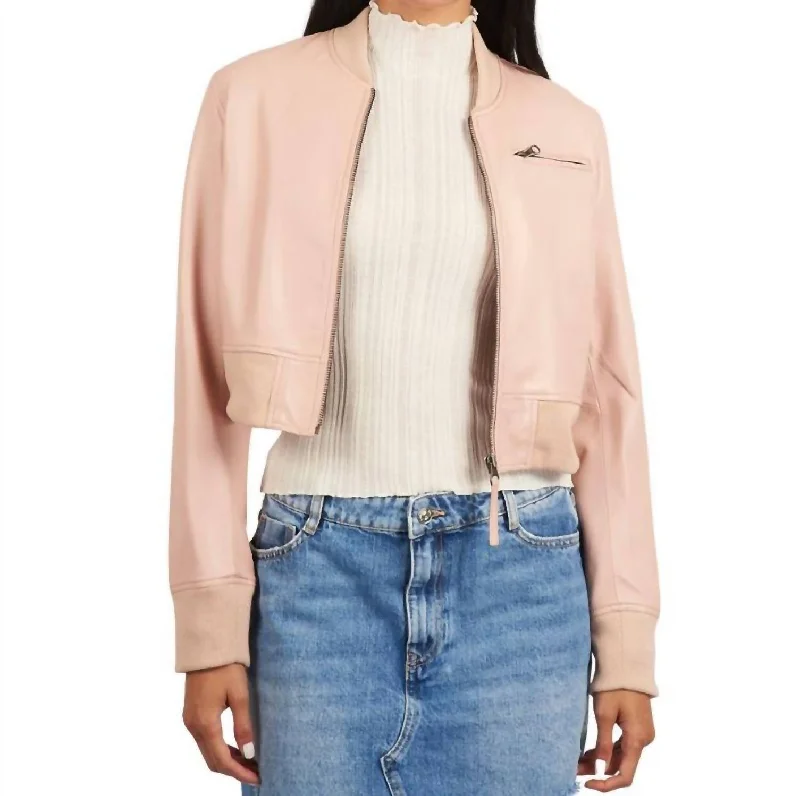 Collins Burnished Leather Jacket In Petal