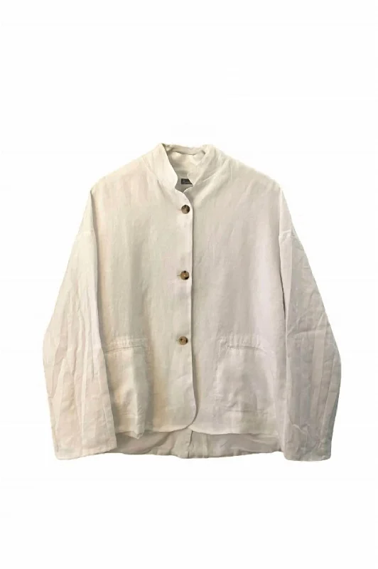 Women's Cotton And Linen Jacket In Optical White