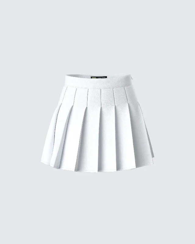 Bella White Pleated Tennis Skirt