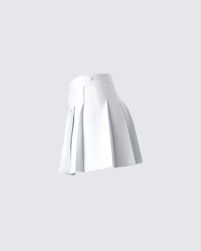 Bella White Pleated Tennis Skirt