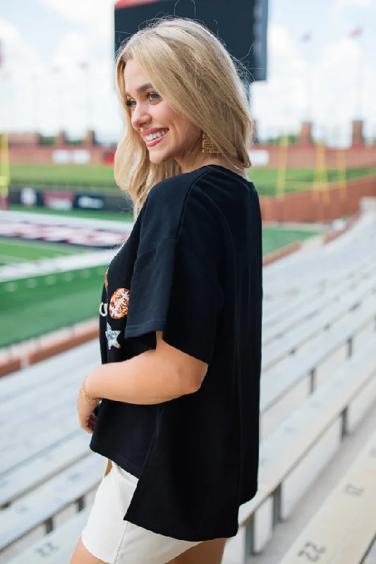 Classy Until Kick Off Black Stitched Tee