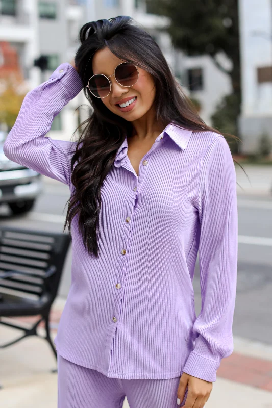 FINAL SALE - Confident Aura Satin Plisse Button-Up Blouse