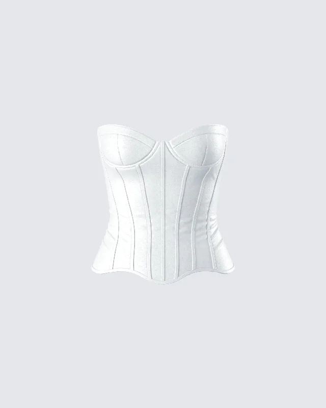 Dory White Satin Corset Top