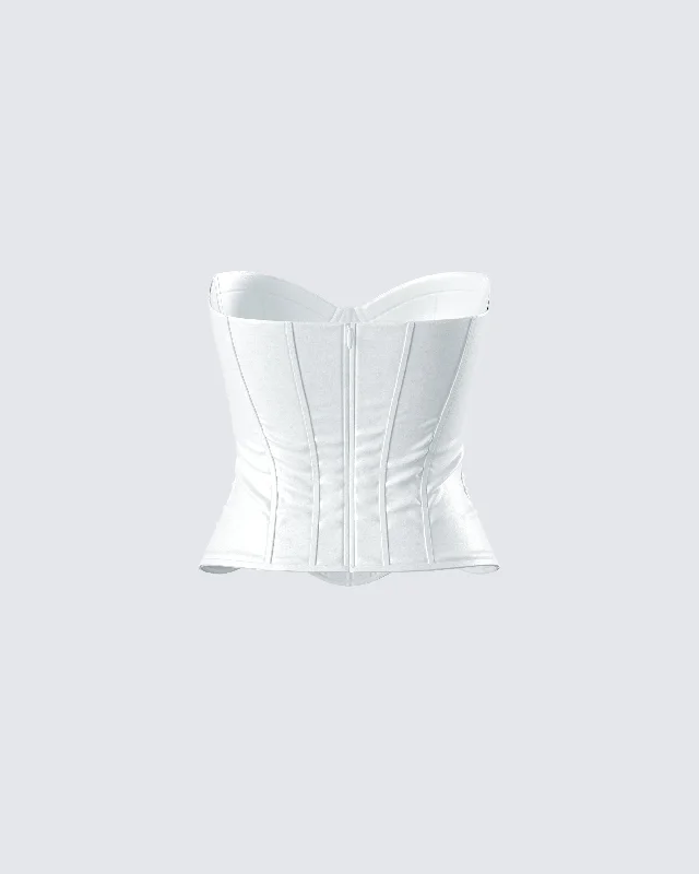 Dory White Satin Corset Top